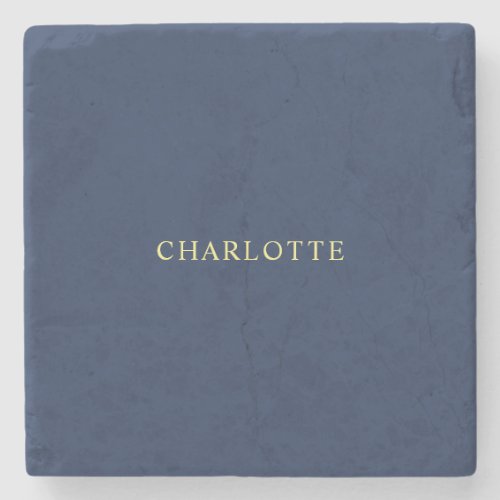Minimalist Classical Professional Blue Color Name Stone Coaster