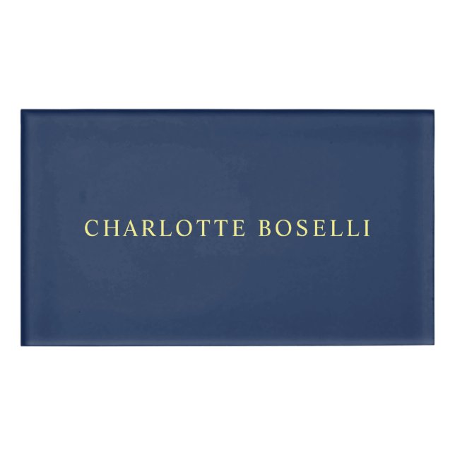 Minimalist Classical Professional Blue Color Name Tag (Front)