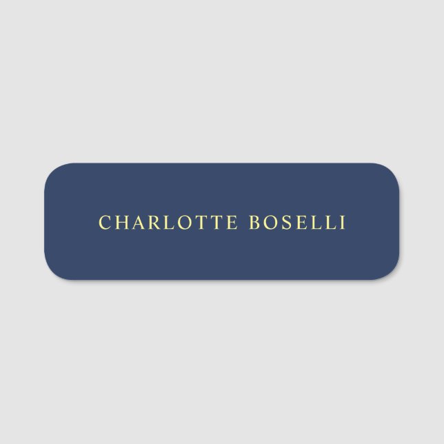 Minimalist Classical Professional Blue Color Name Tag (Front)