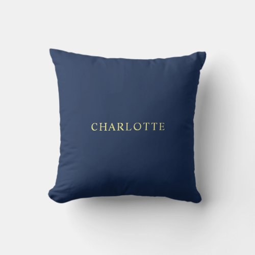 Minimalist Classical Professional Blue Color Name Throw Pillow