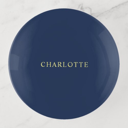 Minimalist Classical Professional Blue Color Name Trinket Tray