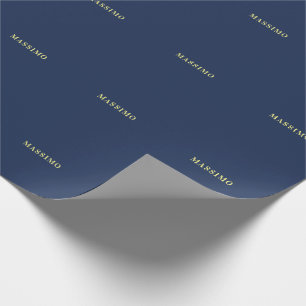Minimalist Classical Professional Blue Color Name Wrapping Paper