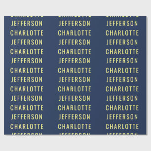 Minimalist Classical Professional Blue Color Name Wrapping Paper