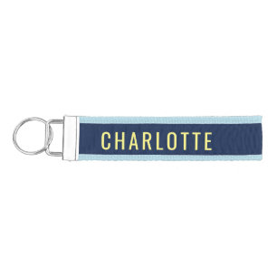 Minimalist Classical Professional Blue Color Name Wrist Keychain