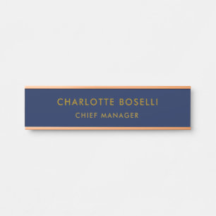Minimalist Classical Professional Blue Gold Color Door Sign