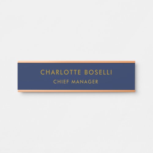 Minimalist Classical Professional Blue Gold Color Door Sign