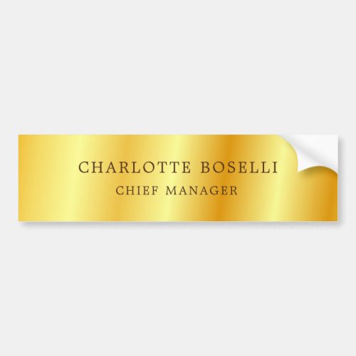 Minimalist Classical Professional Gold Color Bumper Sticker