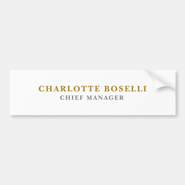 Minimalist Classical Professional Gold Color Bumper Sticker (Front)