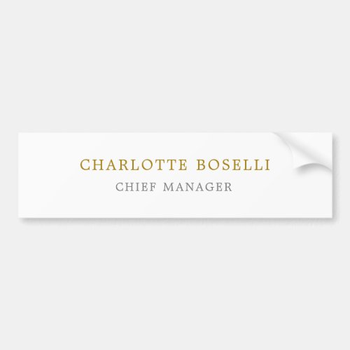 Minimalist Classical Professional Gold Color Bumper Sticker