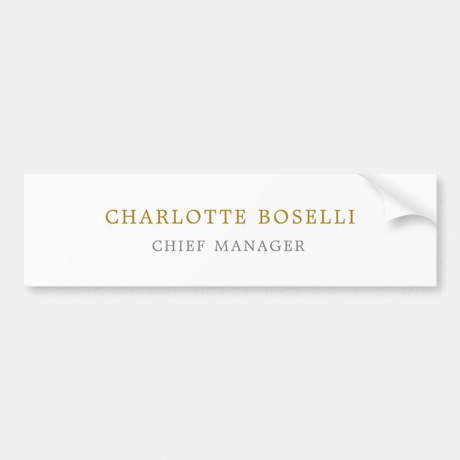Minimalist Classical Professional Gold Color Bumper Sticker (Front)