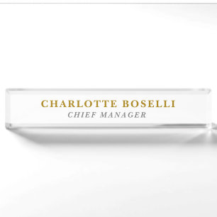 Minimalist Classical Professional Gold Color Desk Name Plate