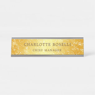 Minimalist Classical Professional Gold Color Desk Name Plate