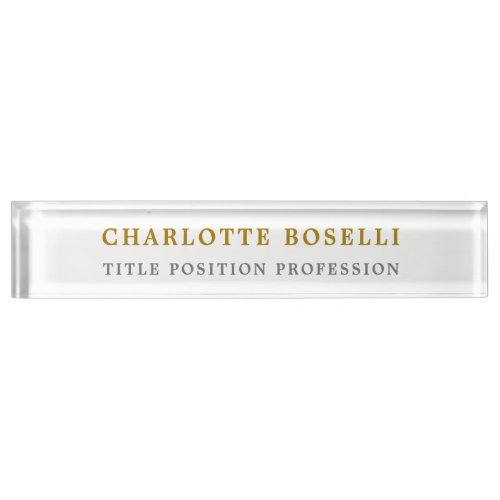 Minimalist Classical Professional Gold Color Desk Name Plate