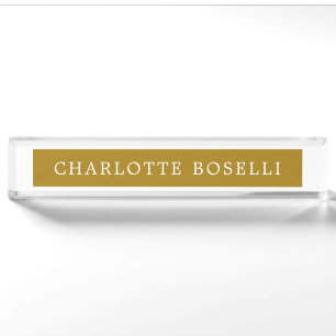 Minimalist Classical Professional Gold Color Desk Name Plate