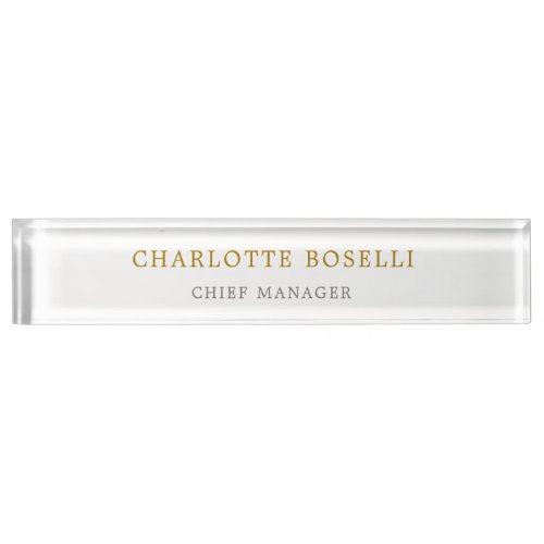 Minimalist Classical Professional Gold Color Desk Name Plate