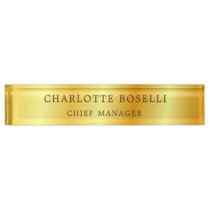 Minimalist Classical Professional Gold Color Desk Name Plate