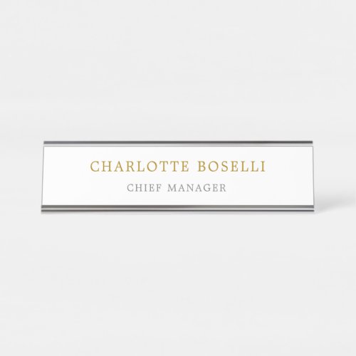 Minimalist Classical Professional Gold Color Desk Name Plate