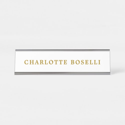 Minimalist Classical Professional Gold Color Name Desk Name Plate