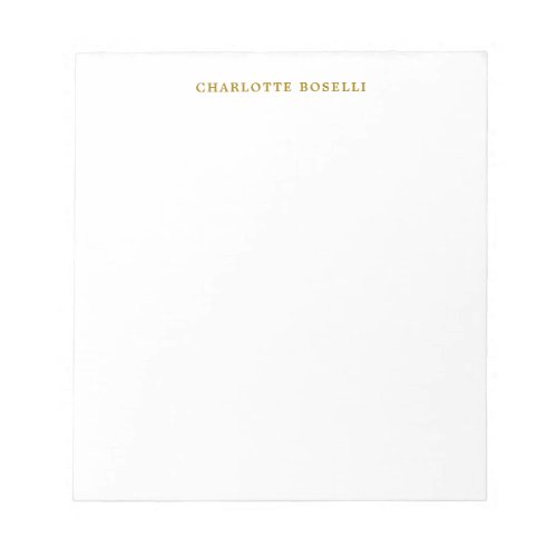 Minimalist Classical Professional Gold Color Name Notepad