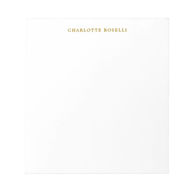 Minimalist Classical Professional Gold Color Name Notepad (Front)