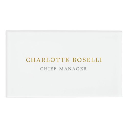 Minimalist Classical Professional Gold Color Name Tag
