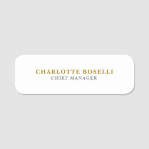 Minimalist Classical Professional Gold Color Name Tag