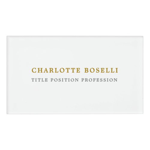 Minimalist Classical Professional Gold Color Name Tag