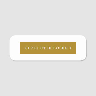 Minimalist Classical Professional Gold Color Name Tag