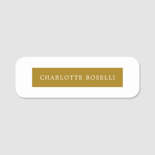 Minimalist Classical Professional Gold Color Name Tag