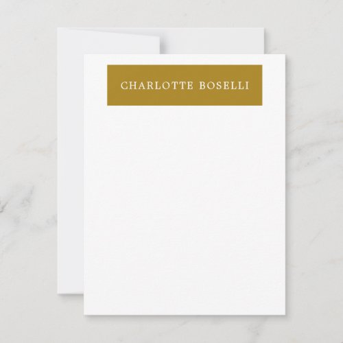 Minimalist Classical Professional Gold Color Note Card