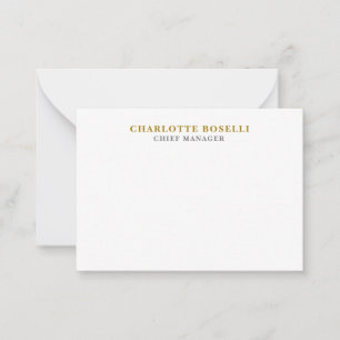 Minimalist Classical Professional Gold Color Note Card