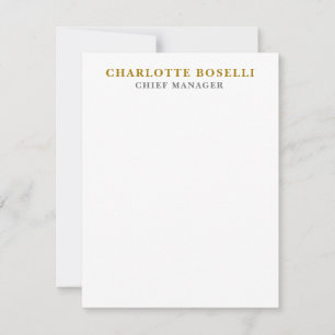 Minimalist Classical Professional Gold Color Note Card