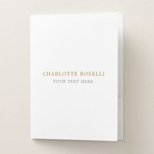Minimalist Classical Professional Gold Color Pocket Folder