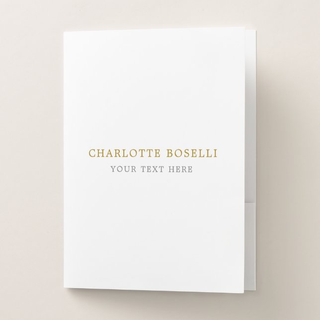 Minimalist Classical Professional Gold Color Pocket Folder (Front)