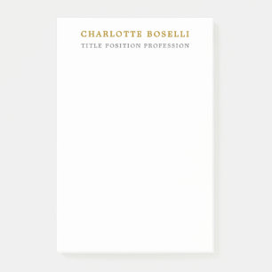 Minimalist Classical Professional Gold Color Post-it Notes