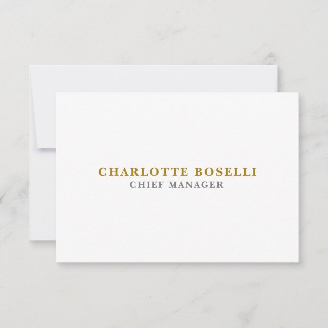 Minimalist Classical Professional Gold Color RSVP Card (Front)