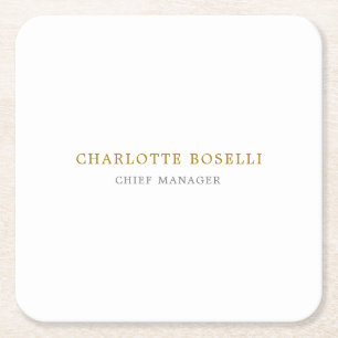 Minimalist Classical Professional Gold Color Square Paper Coaster