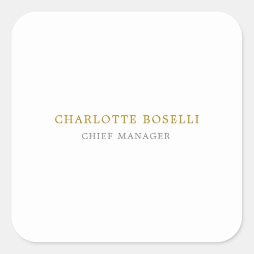 Minimalist Classical Professional Gold Color Square Sticker