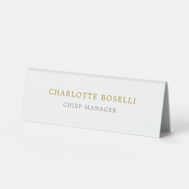 Minimalist Classical Professional Gold Color Table Tent (Front)