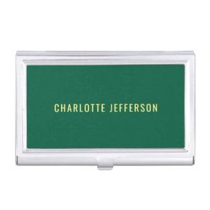 Minimalist Classical Professional Green Yellow Business Card Case