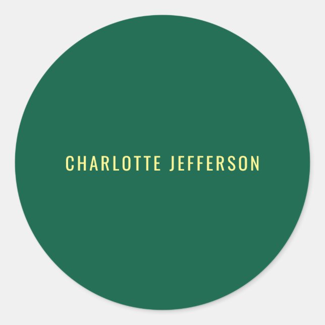 Minimalist Classical Professional Green Yellow Classic Round Sticker (Front)
