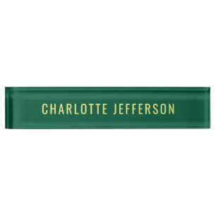 Minimalist Classical Professional Green Yellow Desk Name Plate