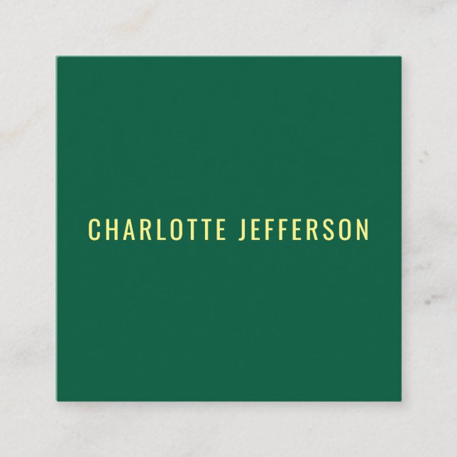 Minimalist Classical Professional Green Yellow Enclosure Card (Front)