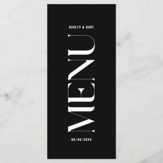 Minimalist Classy Black Wedding Menu