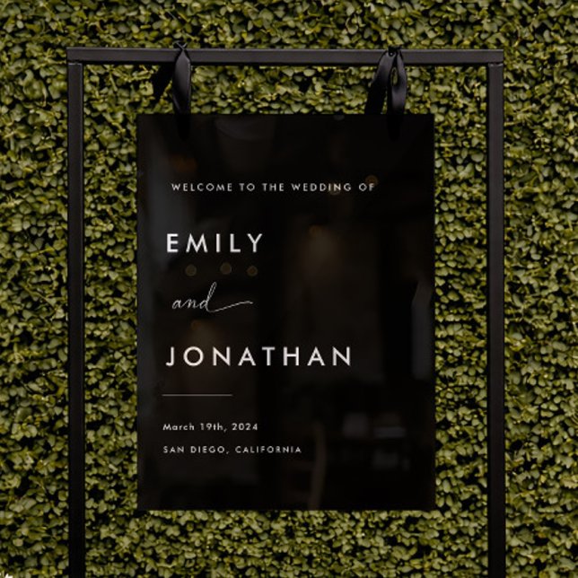 Minimalist Classy Black Wedding Welcome Acrylic Sign (Creator Uploaded)