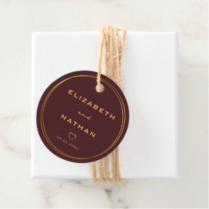 Minimalist Classy Burgundy & Gold Wedding  Favor Tags