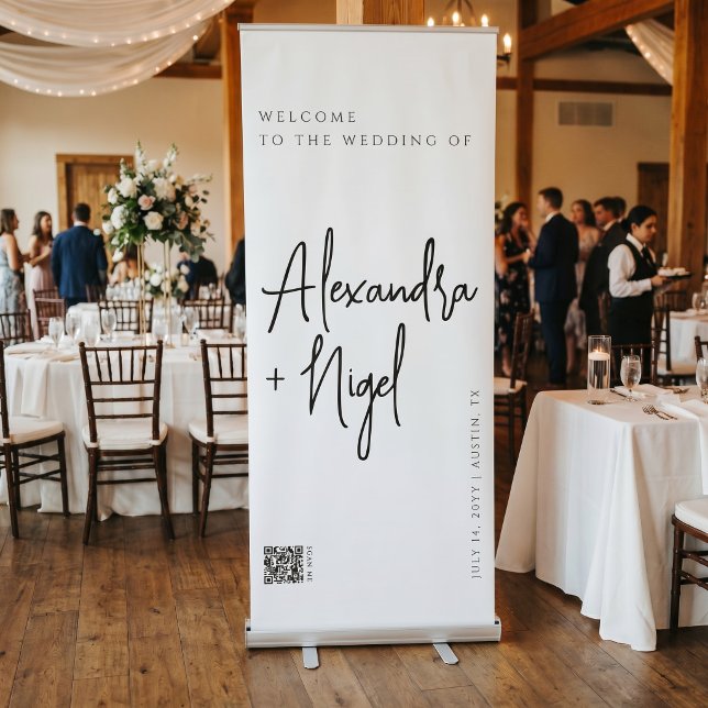 Minimalist Classy Calligraphy Wedding Welcome Retractable Banner (Creator Uploaded)