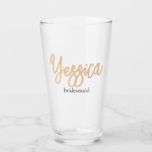 Minimalist Classy Gold Name Simple Bridesmaid Glass