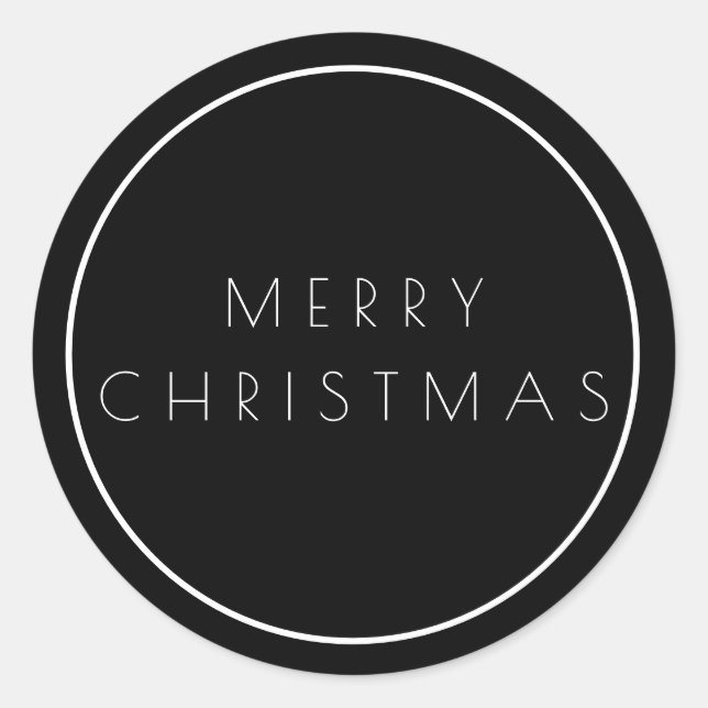 Minimalist Classy Merry Christmas Typography Classic Round Sticker (Front)