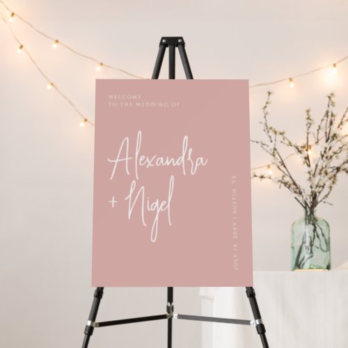 Minimalist Classy Rose Wedding Welcome Sign